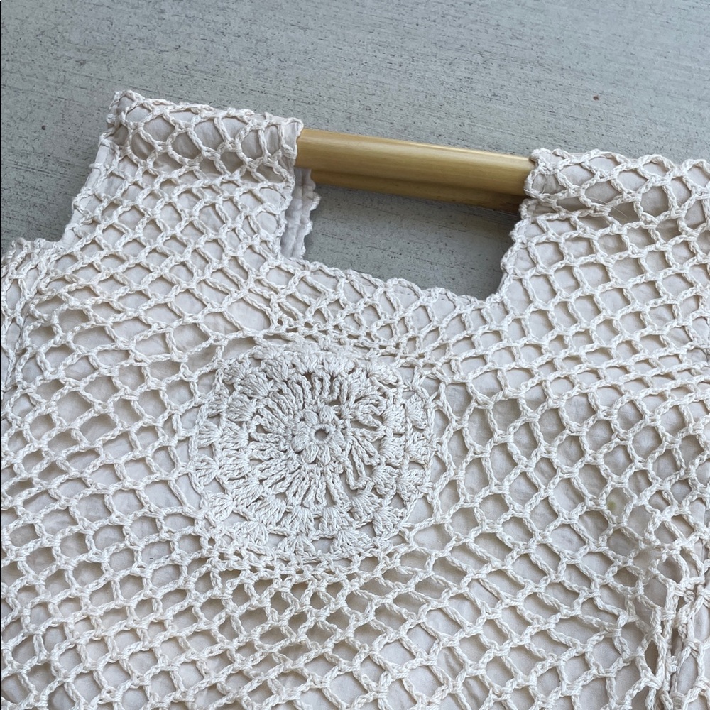 Crochet Tote with Bamboo Handles - Picture 2 of 11